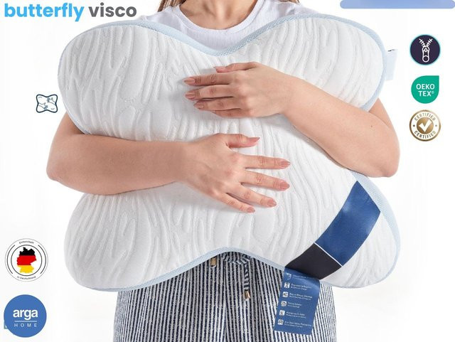 Arga Home AH Butterfly Visco Komfortkissen aus Memory Foam für Seiten- und Rückenschläfer, Farbe: Weiß, B/T: 53 x 42 cm - Bild 1