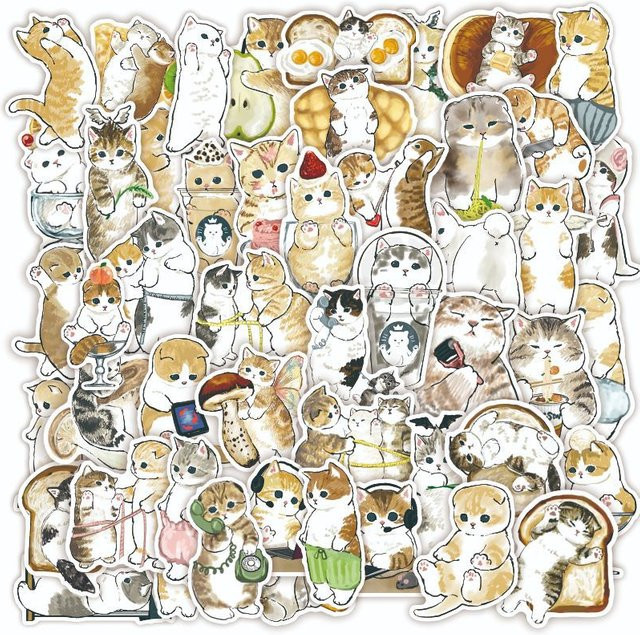 Hizxj Reise-Katzen-Aufkleber, 50-teiliges Set, wasserfest, multicolour - Bild 1