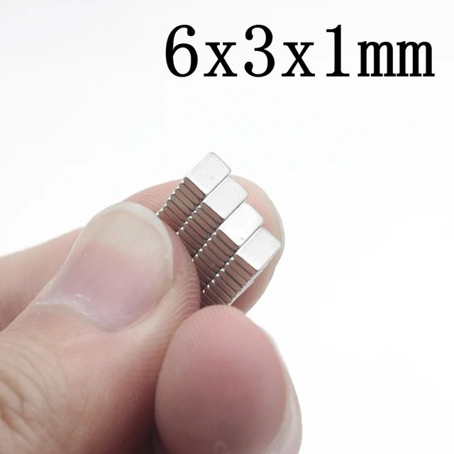 Leistungsstarke kleine Blockmagnete in Silber für Heim, Büro und DIY, B/T/H: 6 x 3 x 1 mm - Bild 1