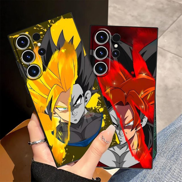 Dragon Ball Handyhülle für Samsung Galaxy S24 Plus, S23 Ultra, S21 FE und S20 in Schwarz mit Goku und Vegeta Design - Bild 1