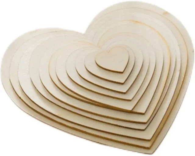 Unvollendete Holzherzen und runde Holzscheiben in Beige für dein DIY-Handwerk, ideal für Dekorationen zu Weihnachten, Hochzeiten oder zum Bemalen, Durchmesser: 1 bis 10 cm - Bild 1