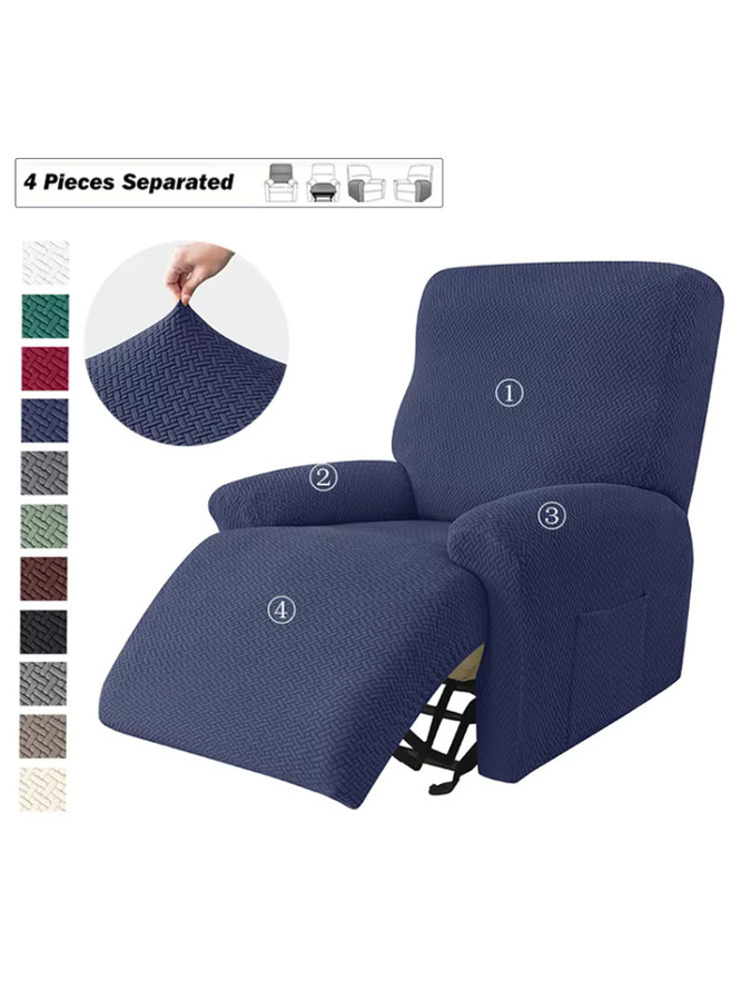 Yupartex Stretch Liege Sofa Abdeckung aus Jacquard für Sessel und Einzel-Couch in Grün oder Blau - Bild 5