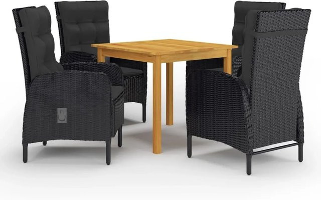 vidaXL 5-tlg Garten-Essgruppe Modell 137 aus Akazien-Massivholz in Schwarz - Bild 1