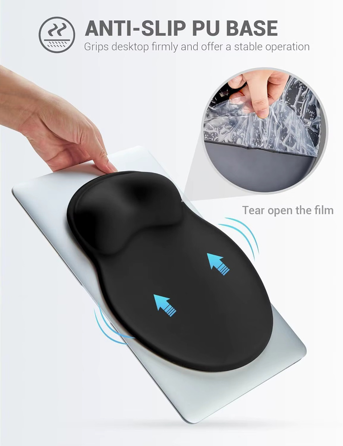 Ergonomisches YSAGi Mauspad mit Gel-Handgelenkstütze und rutschfester Basis in Gold oder Schwarz - Bild 6