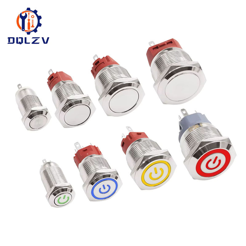 DQLZV Metall Push Button On Off Schalter mit LED, wasserdicht IP65, silber/weiß - Bild 2