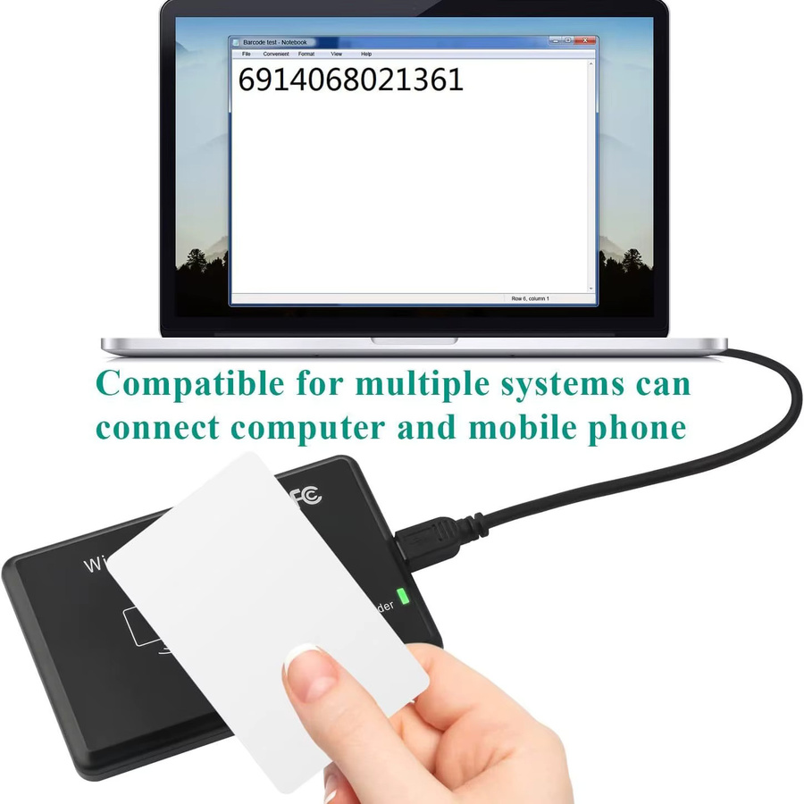 HACHANLUN RFID-Lesegerät in Schwarz mit USB-Anschluss, Dual-Frequenz 13,56 MHz und 125 kHz für IC-ID und kontaktlose Kartenunterstützung - Bild 4