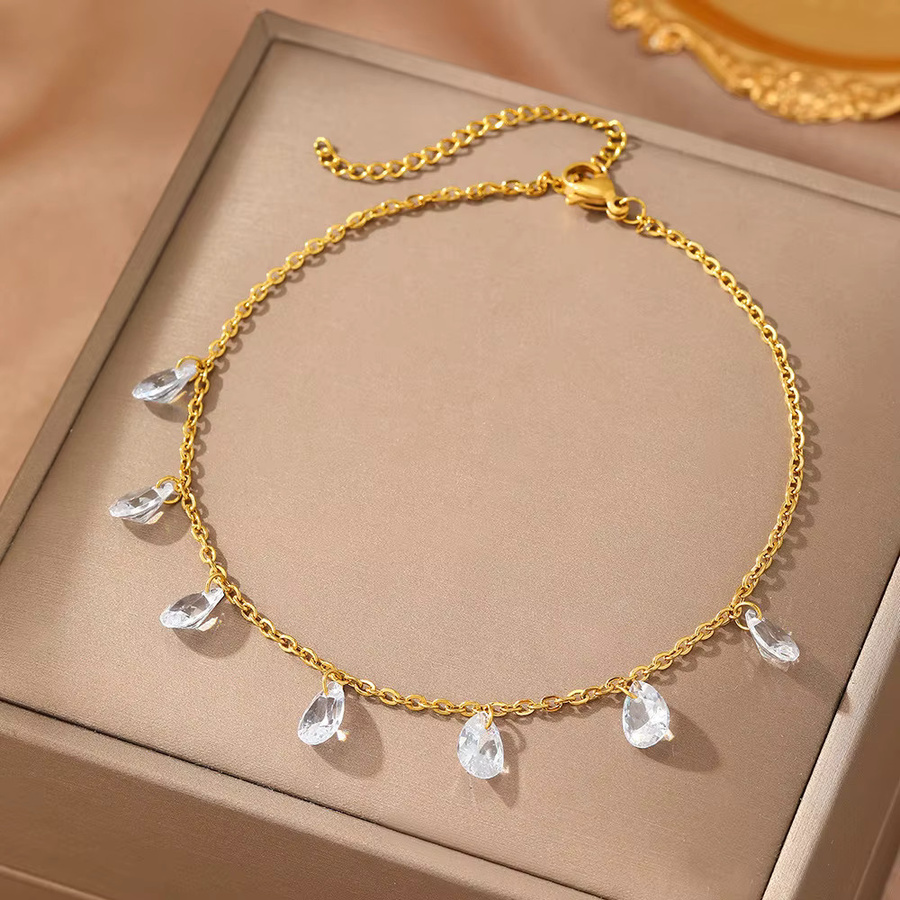 RUIYI Fußkettchen, Gold, Edelstahl, Zirkonia, Damen - Bild 2