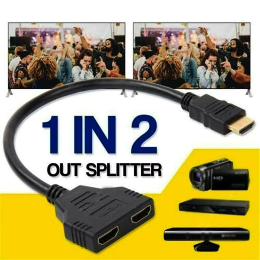 HDMI Splitter Adapter 2.0 in Schwarz mit 1 Eingang und 2 Ausgängen für 4K UHD Auflösung - Bild 3