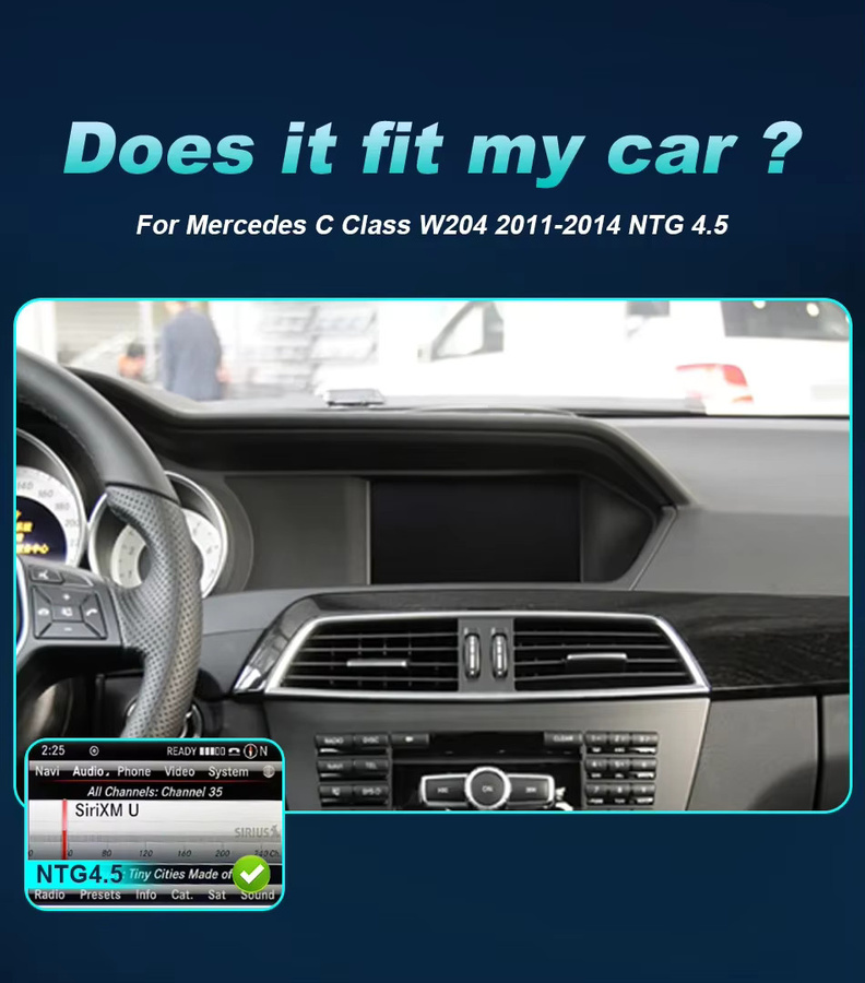 FAZY Android 14 Wireless Carplay Touchscreen mit GPS für Mercedes C-Klasse W204 S204 2011-2014, 8,8 Zoll, Schwarz - Bild 4