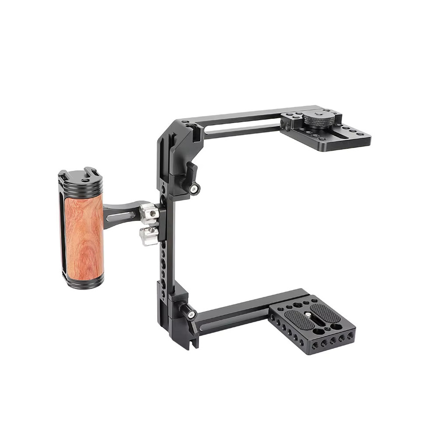 HDRig Universal Kamerakäfig-Rig mit Seitengriff und Kaltschuhhalterung für Sony ZV-E10 FX30 FX3 A7RV, Schwarz, Höhe: 68–130 mm - Bild 2