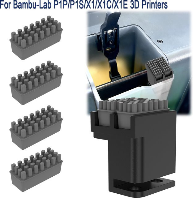Bambu Lab 3D-Druckerdüsenwischer mit 4 Silikonbürsten für P1P, P1S, X1, X1C und X1E Düsenreinigungsset - Bild 1