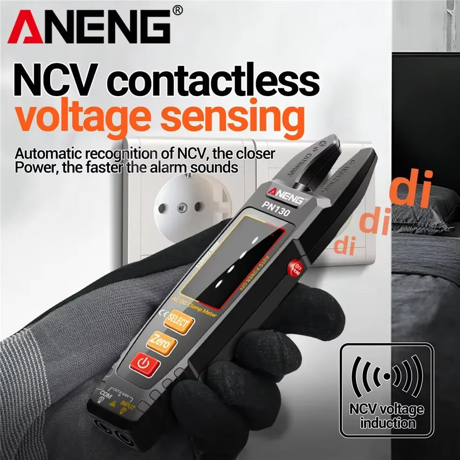 ANENG PN130 Digitales Zangenmessgerät in Schwarz mit NCV-Funktion, wiederaufladbares Multimeter für AC/DC Strom bis 100A und Spannung bis 600V - Bild 2