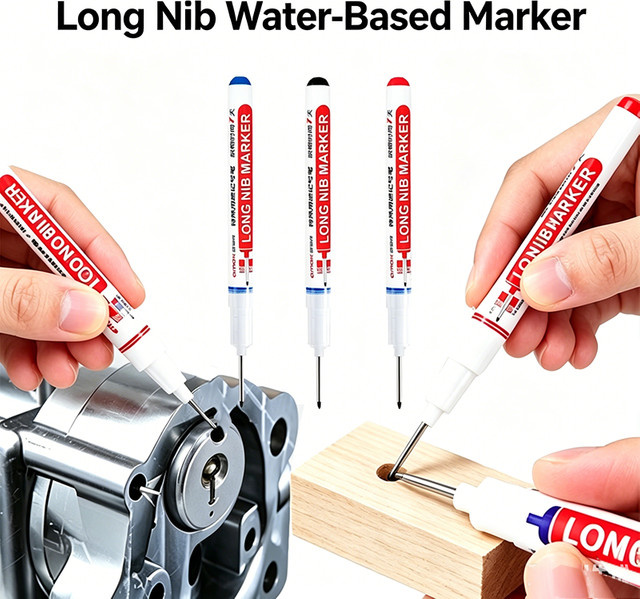 Permanenter Markierungsstift mit wasserbasierter Tinte in Rot, 20 cm Länge, für feine Markierungen auf Holz, Fliesen, PVC und Möbeln - Bild 1