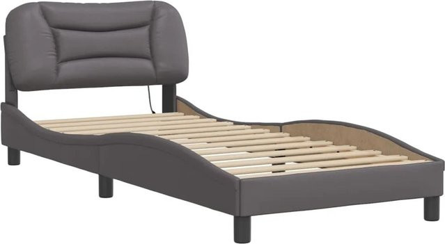 vidaXL Bettgestell Hvar in Grau mit LED-Unterbettbeleuchtung und USB-Ladeport, B/L: 80 x 200 cm - Bild 1