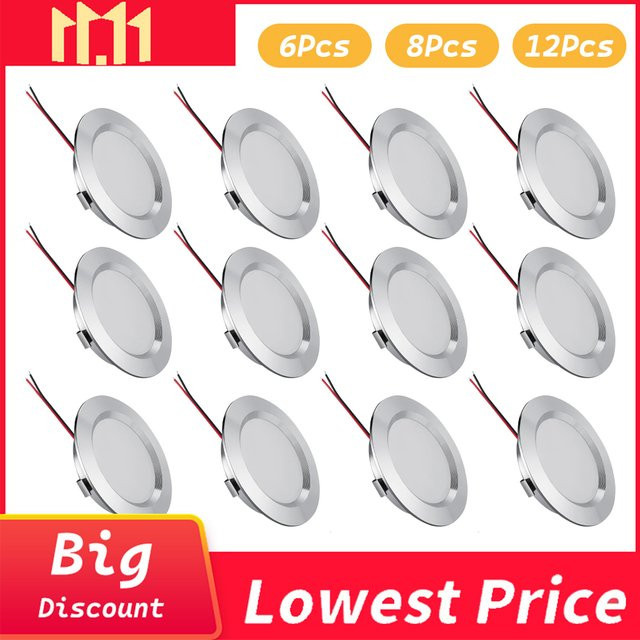 KPSUN LED-Downlight Runde Einbau-Deckenleuchte Dimmbar 3W DC12V in Schwarz, Weiß oder Silber - Bild 1