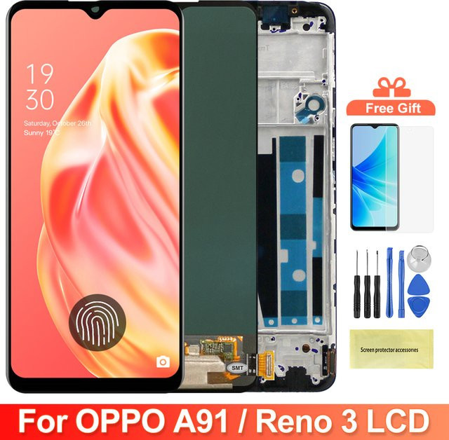 OPPO Reno3 CPH2043 LCD Display mit Rahmen und Digital Touch Screen Assembly in Schwarz für Oppo A91 CPH2001 CPH2021 - Bild 1