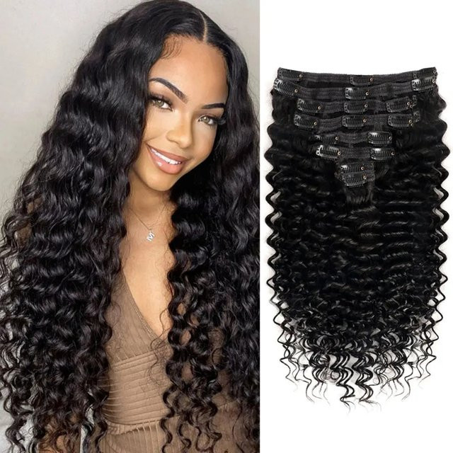 Happy Monday Clip-in Haarextension Deep Wave Echthaar, Schwarz, Damen - Bild 1