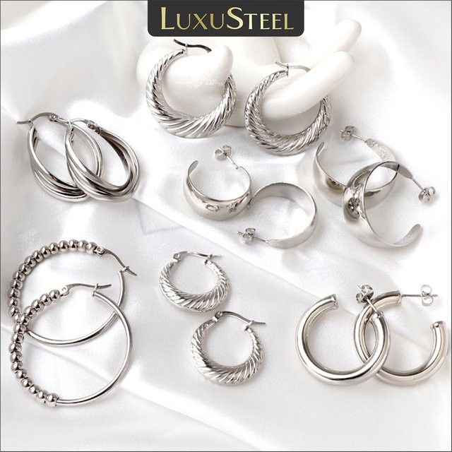 LUXUSTEEL Creolen Edelstahl, Silber, Unisex - Bild 1
