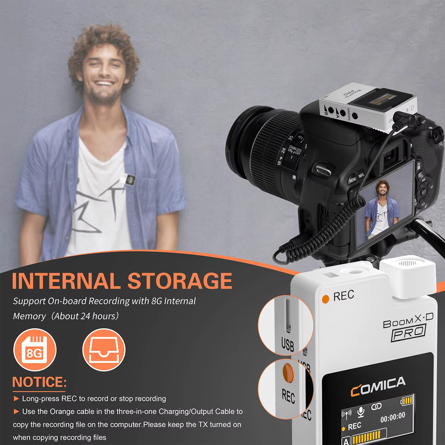 Comica BoomX-D PRO Drahtloses Lavalier-Mikrofon in Schwarz für Canon, Nikon, Sony, Fujifilm, Smartphone und PC mit 2,4 GHz Technologie - Bild 2