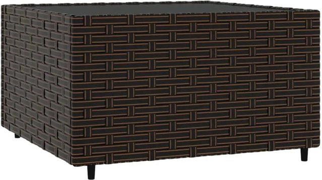 vidaXL Garten-Couchtisch aus PE-Rattan mit Hartglas in Braun, B/T/H: 50 x 50 x 30 cm - Bild 1