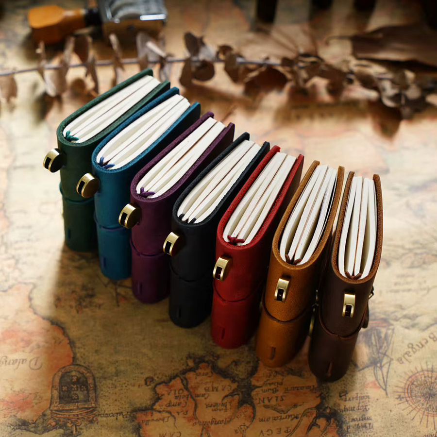 Personalisiertes Mini-Reise-Notizbuch aus Leder im Vintage-Design, Hardcover, Braun - Bild 2