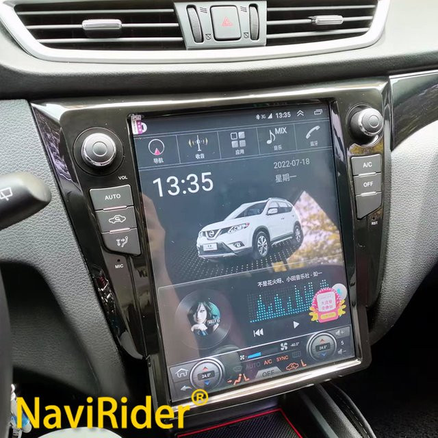 NAVIRIDER Android 14 Auto Radio mit 12,1 Zoll Display für Nissan X-Trail T32 (2013-2017) und Qashqai, Multimedia Video Player mit GPS Navigation, Schwarz - Bild 1