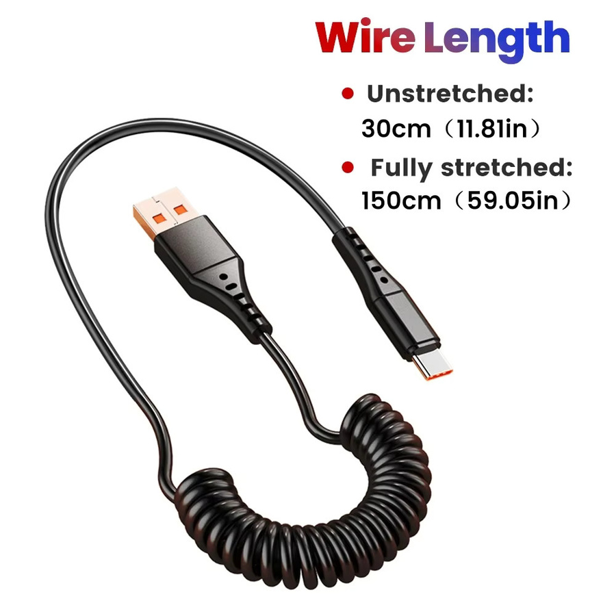 NNBILI Einziehbares Schnellladekabel 120W 6A für iPhone 16, Huawei und Xiaomi, kompatibel mit USB-C und Micro-USB - Bild 5