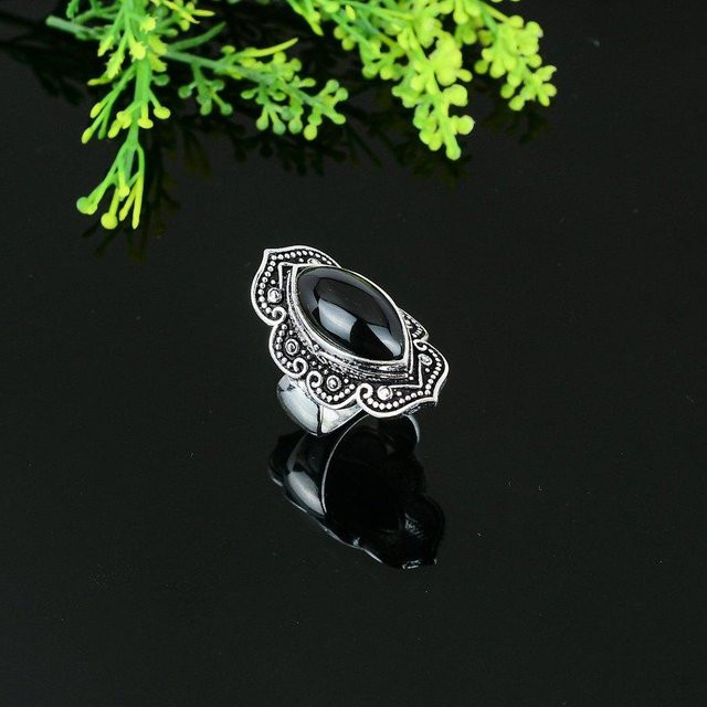 Madonnajewels Ring, 925 Sterlingsilber, Schwarzer Onyx, Unisex, Größe 7 - Bild 1