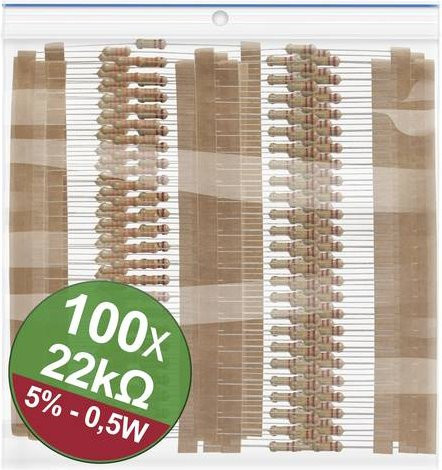 Quadrios 22P120 Kohleschicht-Widerstand Sortiment 22kOhm axial bedrahtet 0.5W 5% multicolor - Bild 1
