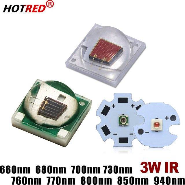 HotRed 10 Stück Hochleistungs-LED-Pflanzenwachstumslampenperlen aus Keramik, 3 W, 3535 Typ, mit Wellenlängen 660 nm, 680 nm, 700 nm, 730 nm, 850 nm und 940 nm - Bild 1