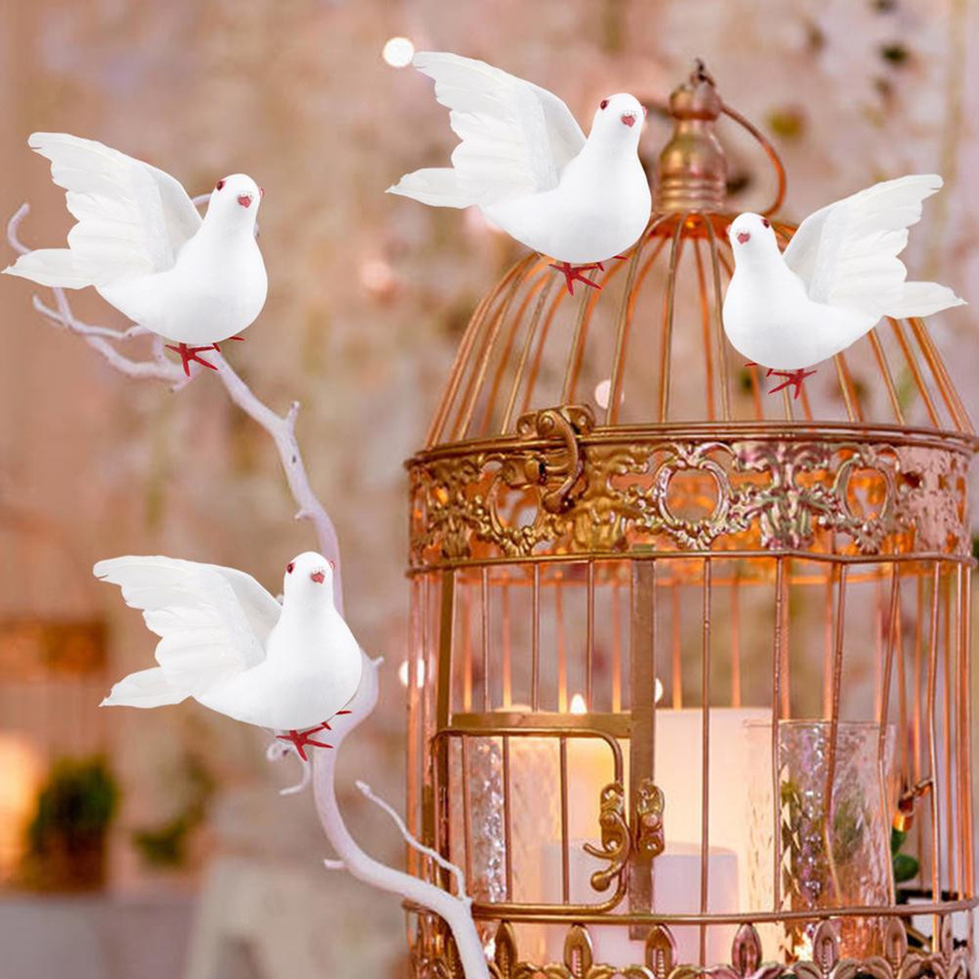 GoolRC Künstliche weiße Taube aus Federn und Schaum als Deko-Ornament für Weihnachten und Hochzeiten - Bild 3