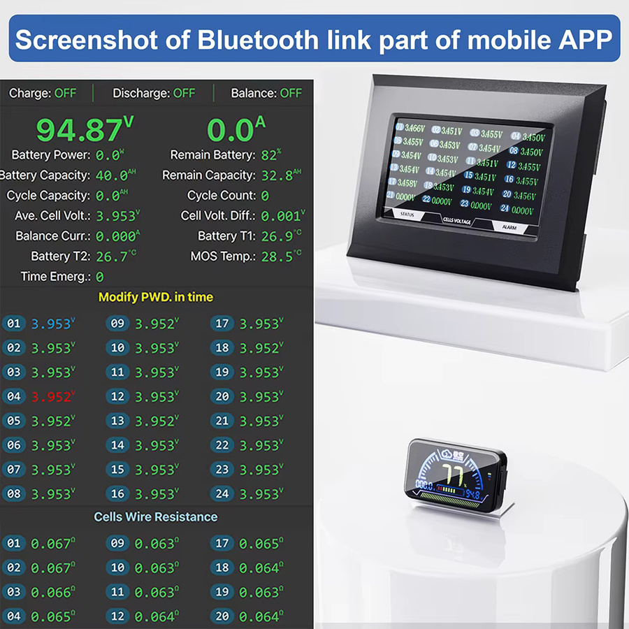 JIKONG LCD Touch Screen Display für Smart BMS JK BMS in Schwarz - Bild 2