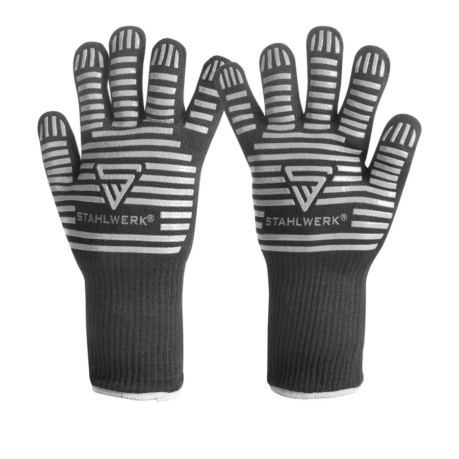 STAHLWERK Hitzebeständige Handschuhe aus Aramid-Gewebe bis 800°C nach EN 407 in Schwarz-Grau - Bild 2