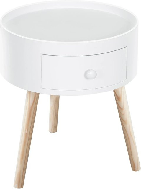 HOMCOM Couchtisch rund in Weiß mit Schublade, B/T/H: 38 x 38 x 45 cm - Bild 1