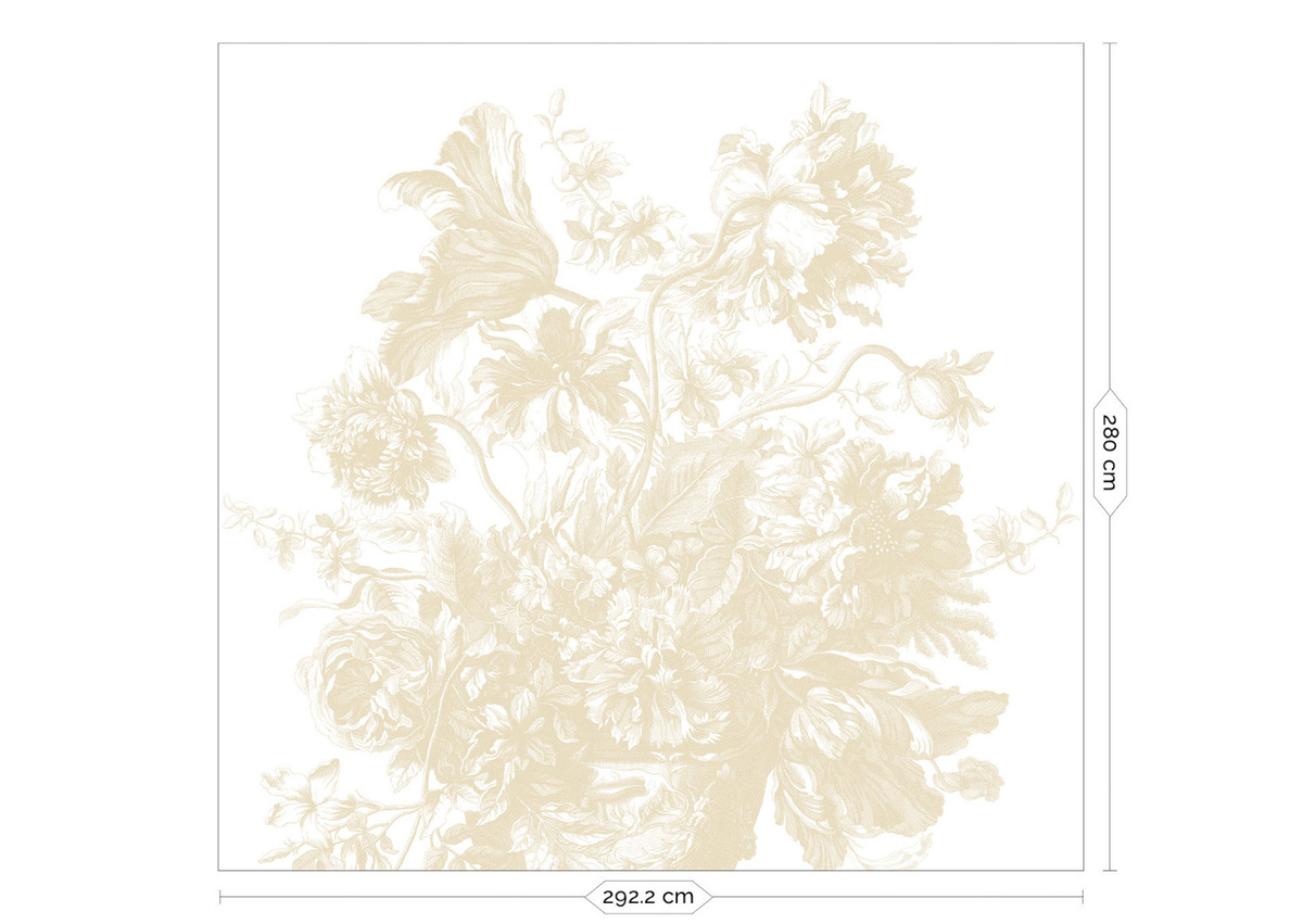 KEK Amsterdam Mural Engraved Flowers Uyterlinde Wandbild in Beige und Gold, 292 cm - Bild 2