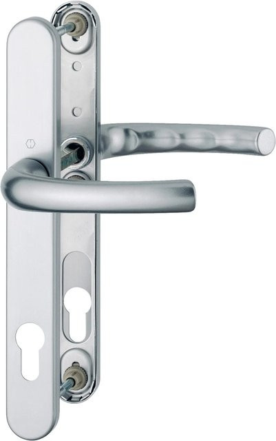 Hoppe Profiltür-Garnitur Tokyo Griff/Griff in Alu Natur und Silber mit PZ-92 - Bild 1
