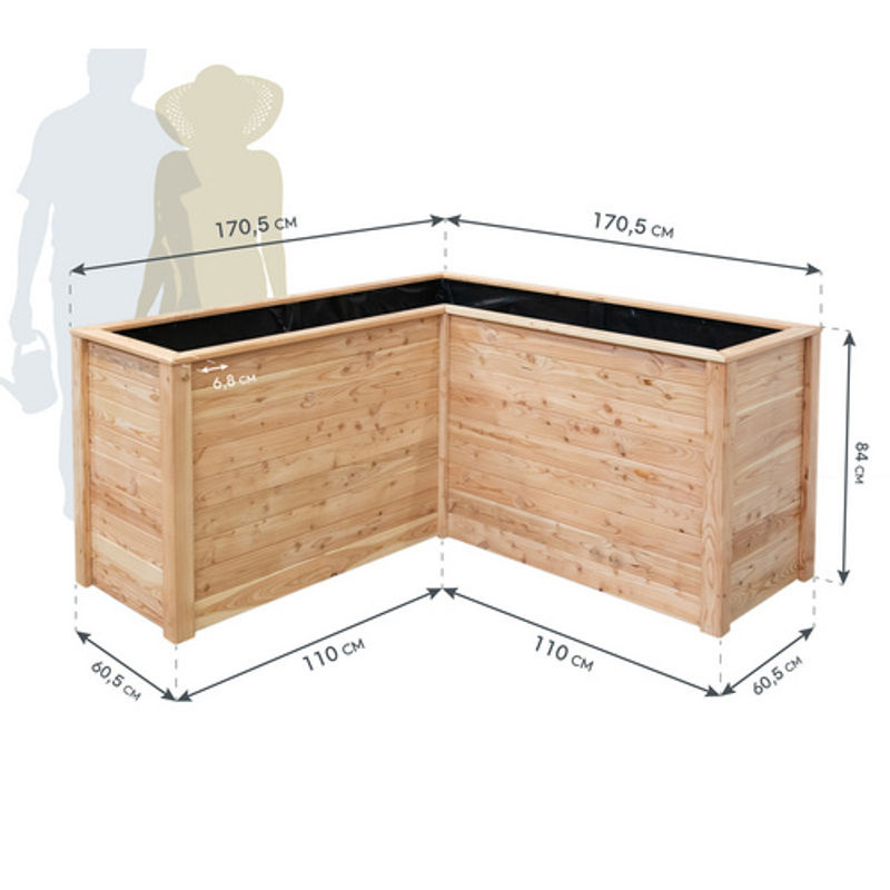 Westmann Hochbeet Klassik aus Lärchenholz in Braun, B/T/H: 170,5 x 170,5 x 84 cm - Bild 6
