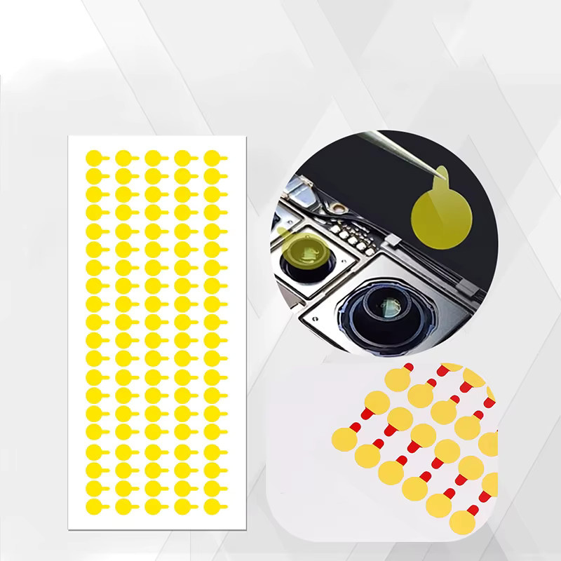 100er Set Staubschutz Aufkleber für Telefon Kamera in den Größen 5mm, 8mm und 10mm in Gelb - Bild 3