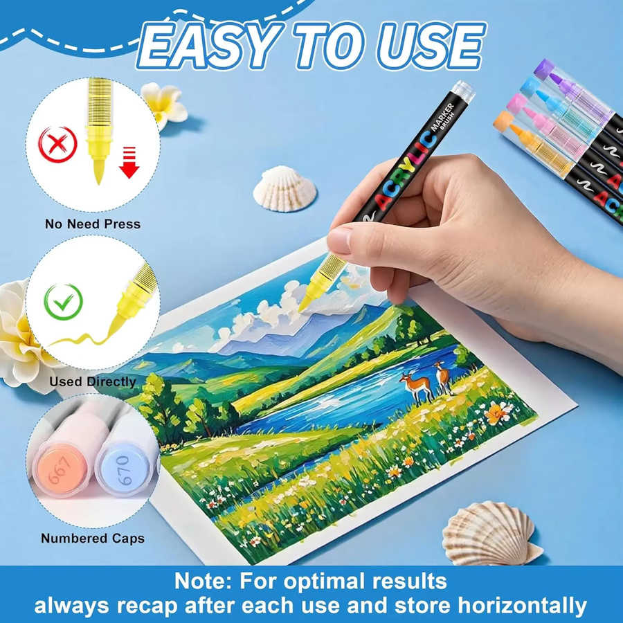 Professionelle Acryl-Farbmarker mit Pinselspitze und Tintenkontrollsystem in Multicolour für jede Oberfläche - Bild 3