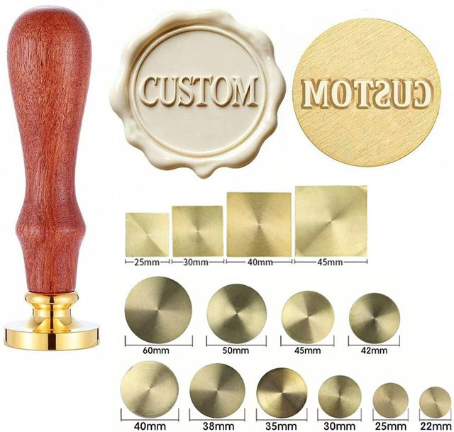 QWELL Personalisierter Wachssiegel-Stempel mit individuellem Logo in Gold und Holzdesign - Bild 1