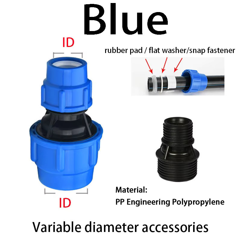 Zimir PE-Rohr-Reduzierverbinder aus Kunststoff für Bewässerungsrohre in Schwarz und Blau - Bild 6