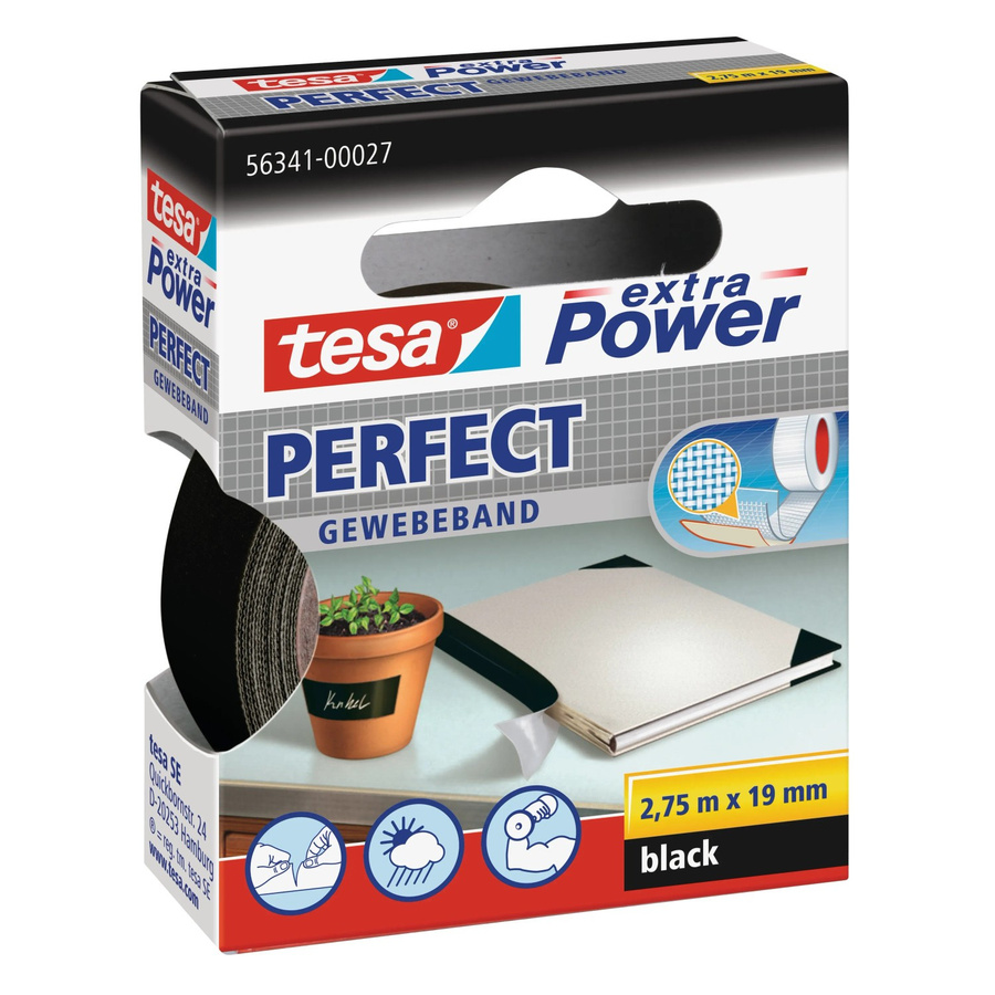 Tesa Extra Power Gewebeband Schwarz Breite: 19 mm, Länge: 2,75 m - Bild 2