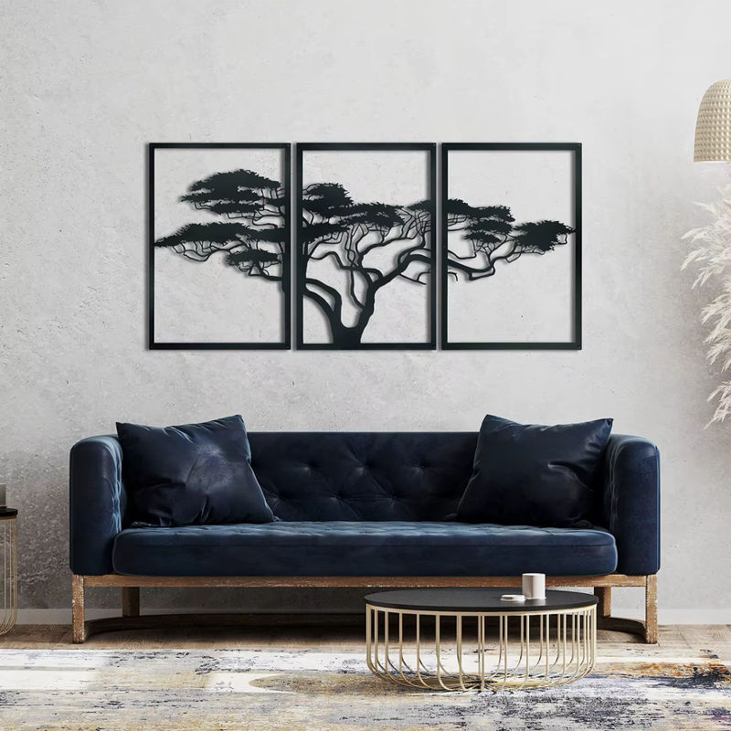 3er Set Wandkunst Baum des Lebens aus Metall in Schwarz von CIFBUY als hängende Wanddekoration - Bild 6