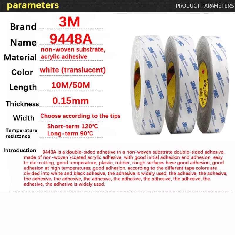 3M 9448A Doppelseitiges Klebeband ultra-dünn und hochtemperaturbeständig - Bild 2