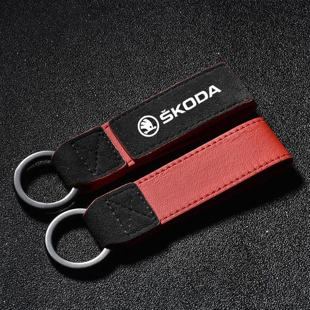 Skoda Schlüsselanhänger, Leder, Wildleder, Schwarz, Unisex - Bild 1