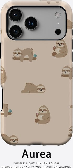 Potdemiel Faultier Kuschel-Handyhülle für iPhone 17 16 15 14 13 Pro Max Plus, magnetische doppelschichtige robuste Hülle in Beige - Bild 1