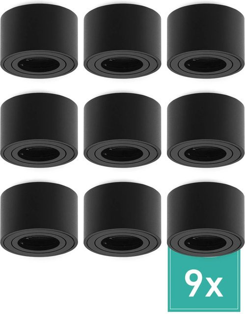 Oktaplex 9er Set Aufbaustrahler aus Aluminium in Schwarz für LED-Module, verstellbare Spotrahmen 230V - Bild 1