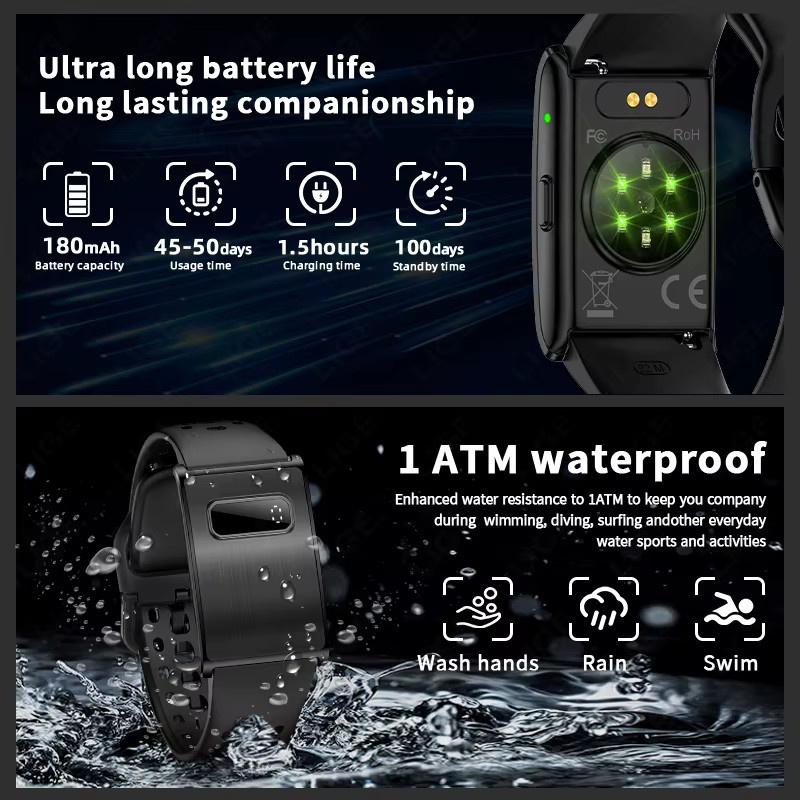 LIGE Smart-Armband ohne Display in Schwarz mit Herzfrequenzmessung und Gesundheitsfunktionen, wasserdichter Fitness Tracker für Damen und Herren - Bild 5