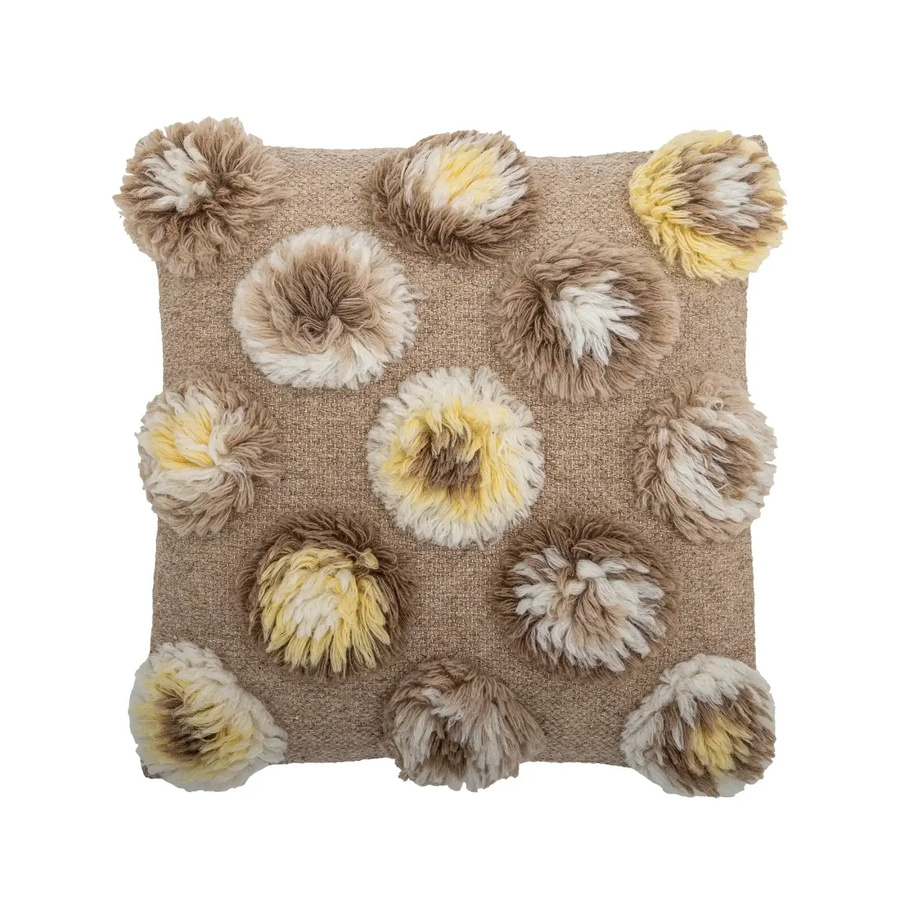 Bloomingville Wollkissen Somma in Gelb, Beige und Weiß, B/T/H: 50 x 50 x 50 cm - Bild 1