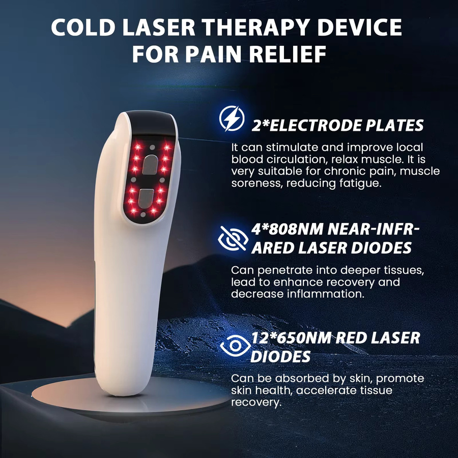 KTS Kaltlaser-Therapiegerät zur Schmerzlinderung, 4x808nm und 12x650nm LLLT TENS Muskelstimulator - Bild 4